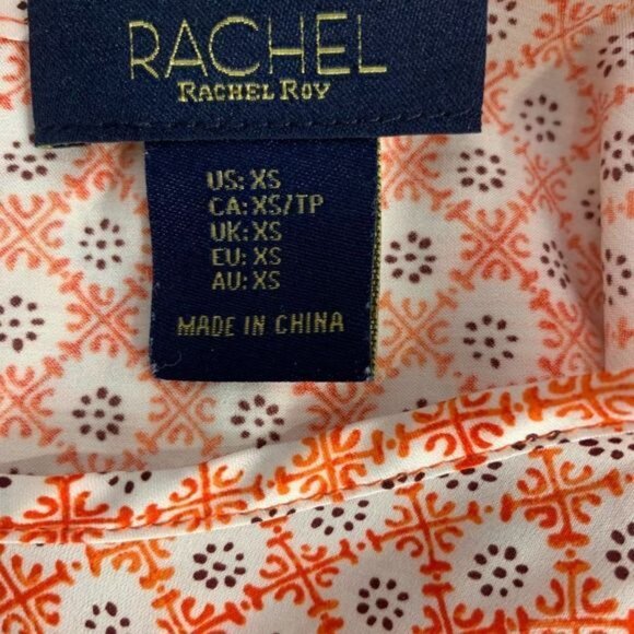 Rachel Roy Womens Size XS Multi-Pattern Top In Orange & Brown - Picture 4 of 7